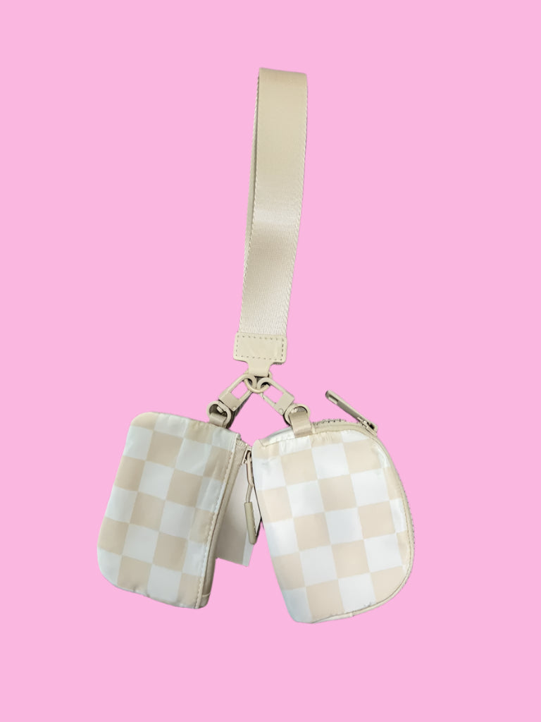 Checkered Wristlet Pouch