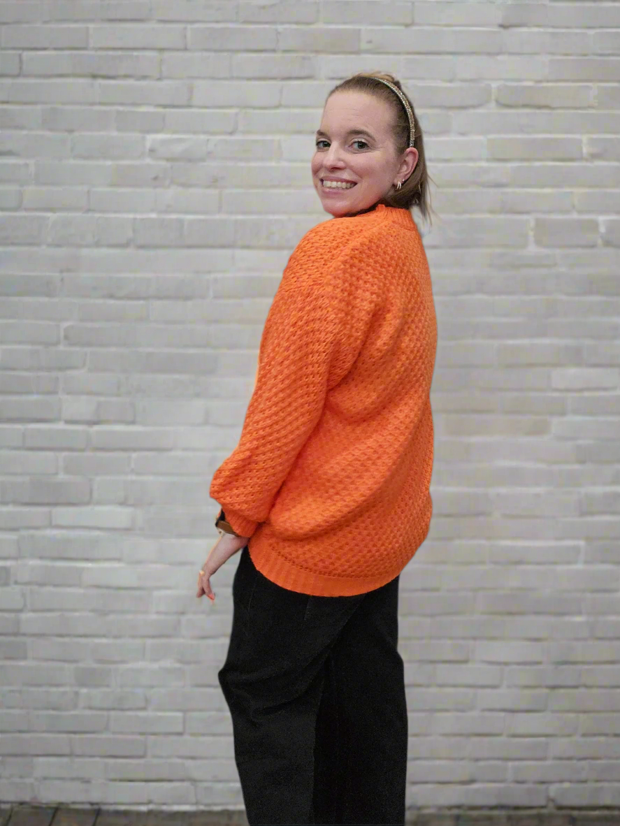 Orange Waffle Knit Sweater