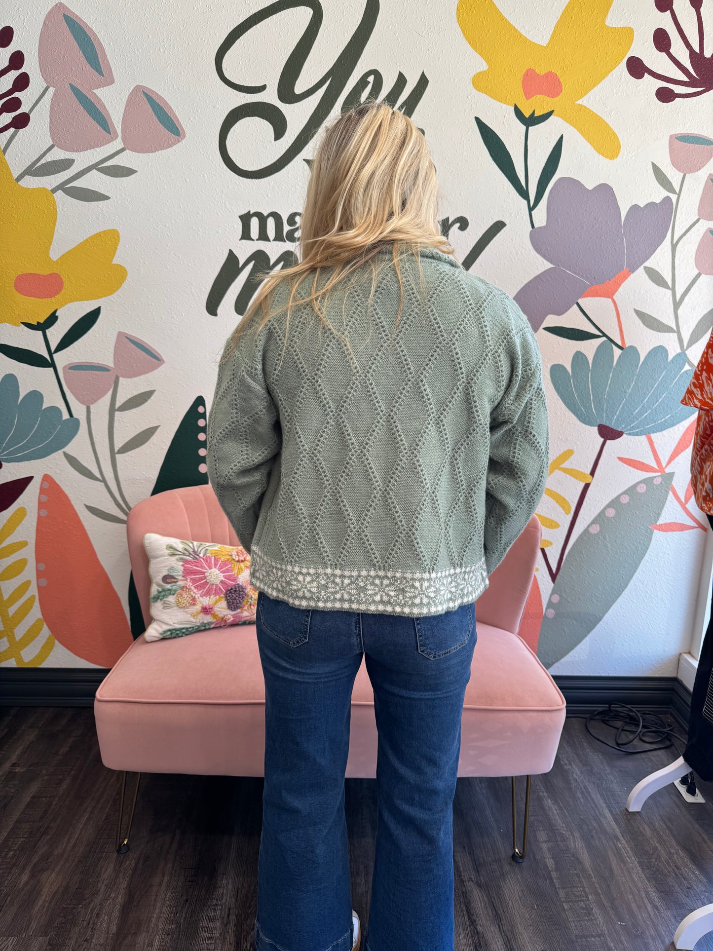 Sage Green Sweater Zip Up