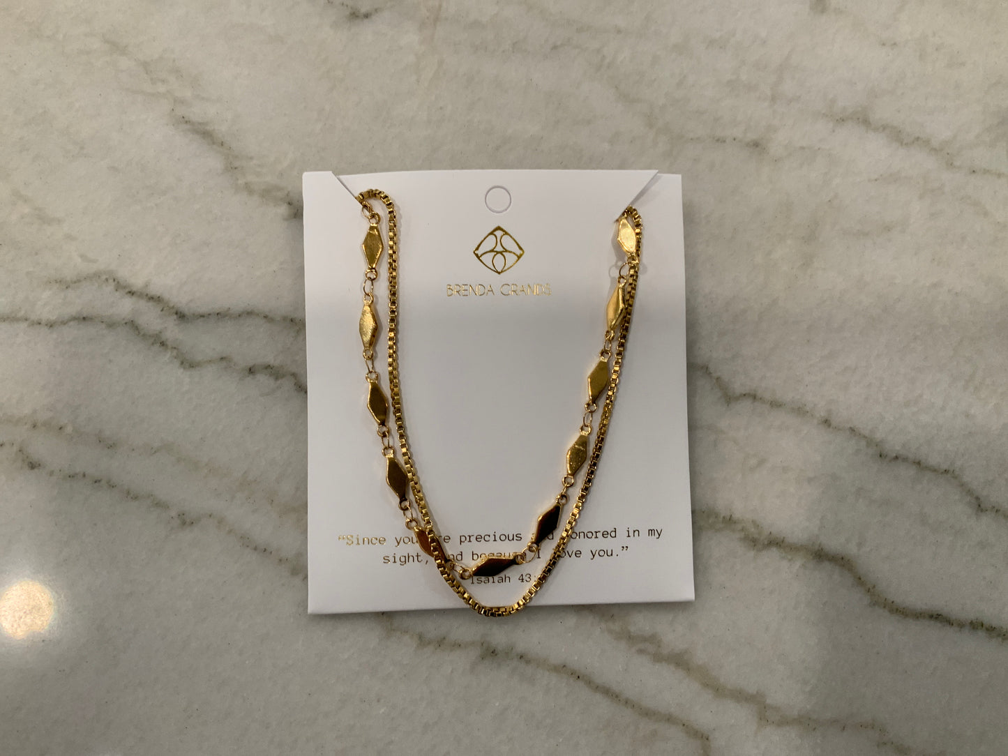 Gold Box Chain Layered Necklace Waterproof