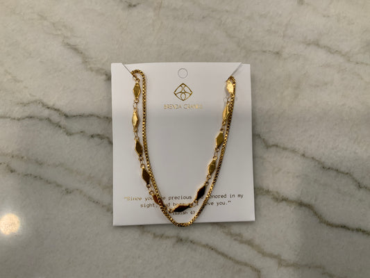 Gold Box Chain Layered Necklace Waterproof