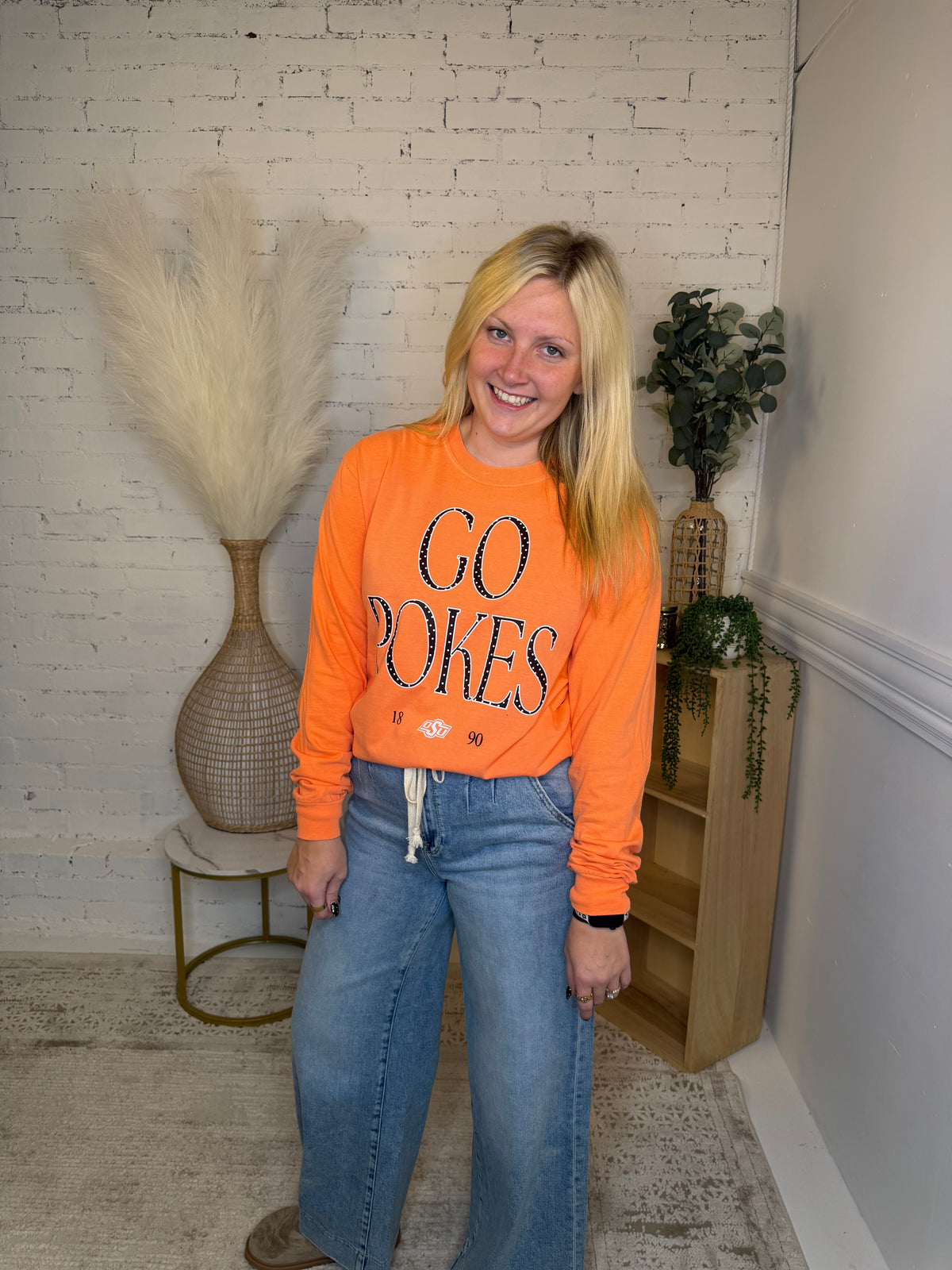 Go Pokes Polka Dot Long Sleeve Tshirt