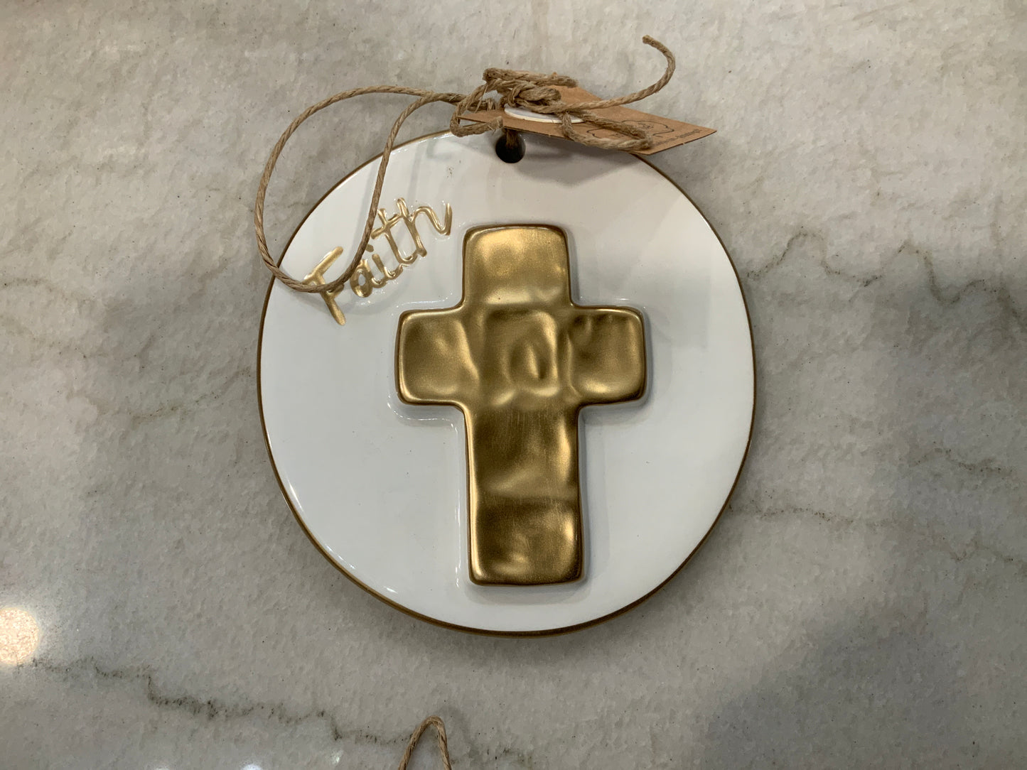 Cross Gold Disc Ornament