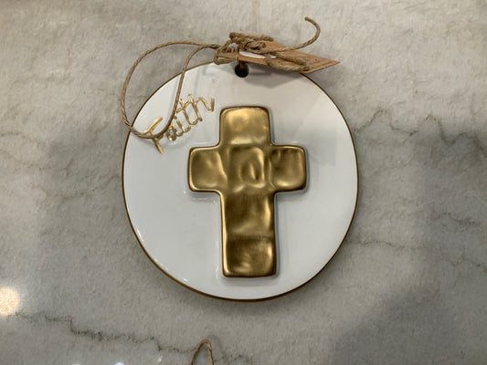 Cross Gold Disc Ornament