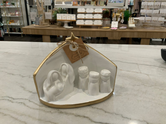 Gold Edge Ceramic Nativity