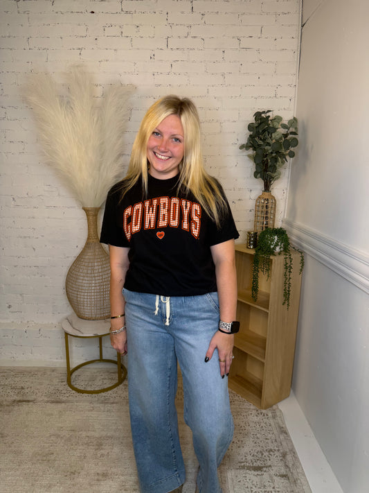 Cowboys Gingham Black Tshirt