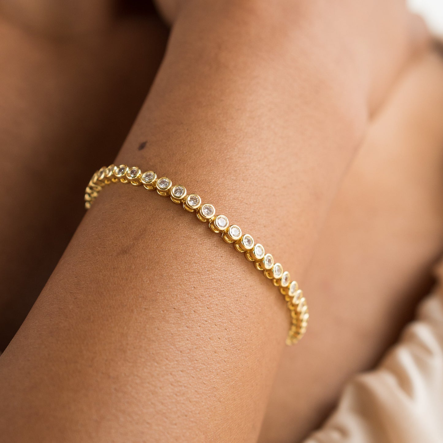 Gold Diamond Tennis Bracelet (Links)