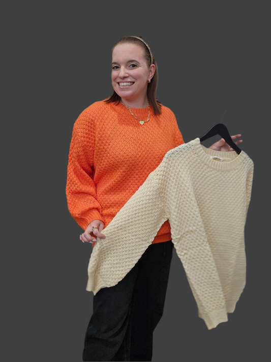 Natural Waffle Knit Sweater