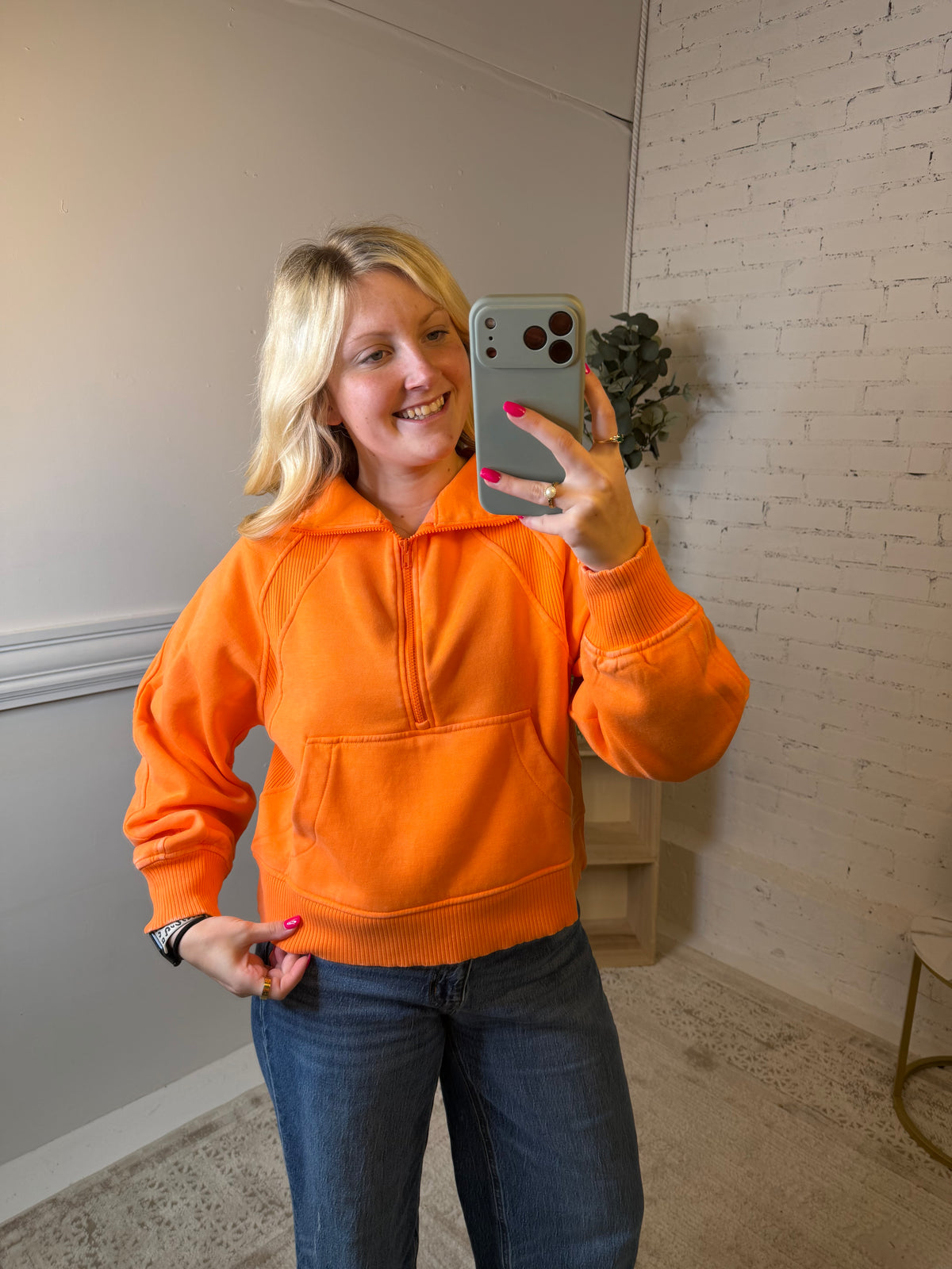 Orange Half Zip Pullover (117)