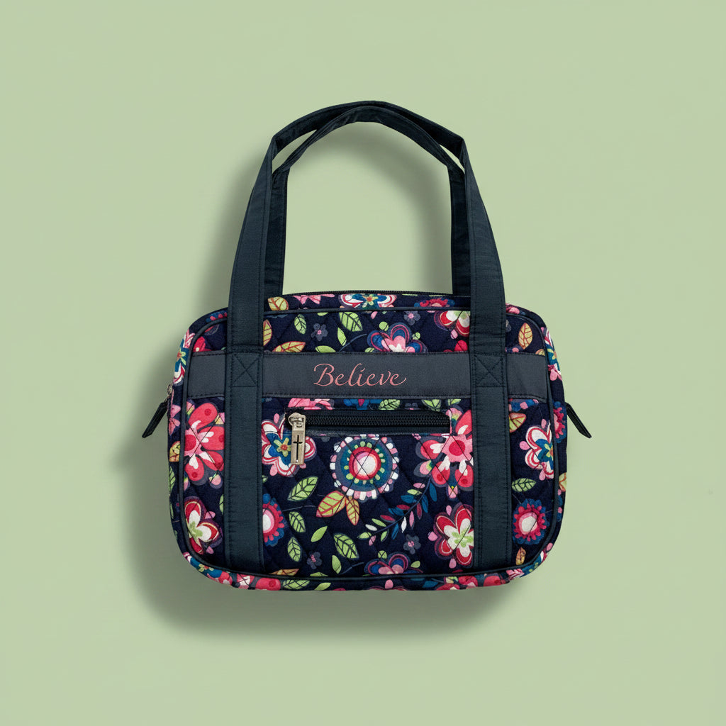 Believe Navy Floral Lg Bible Bag