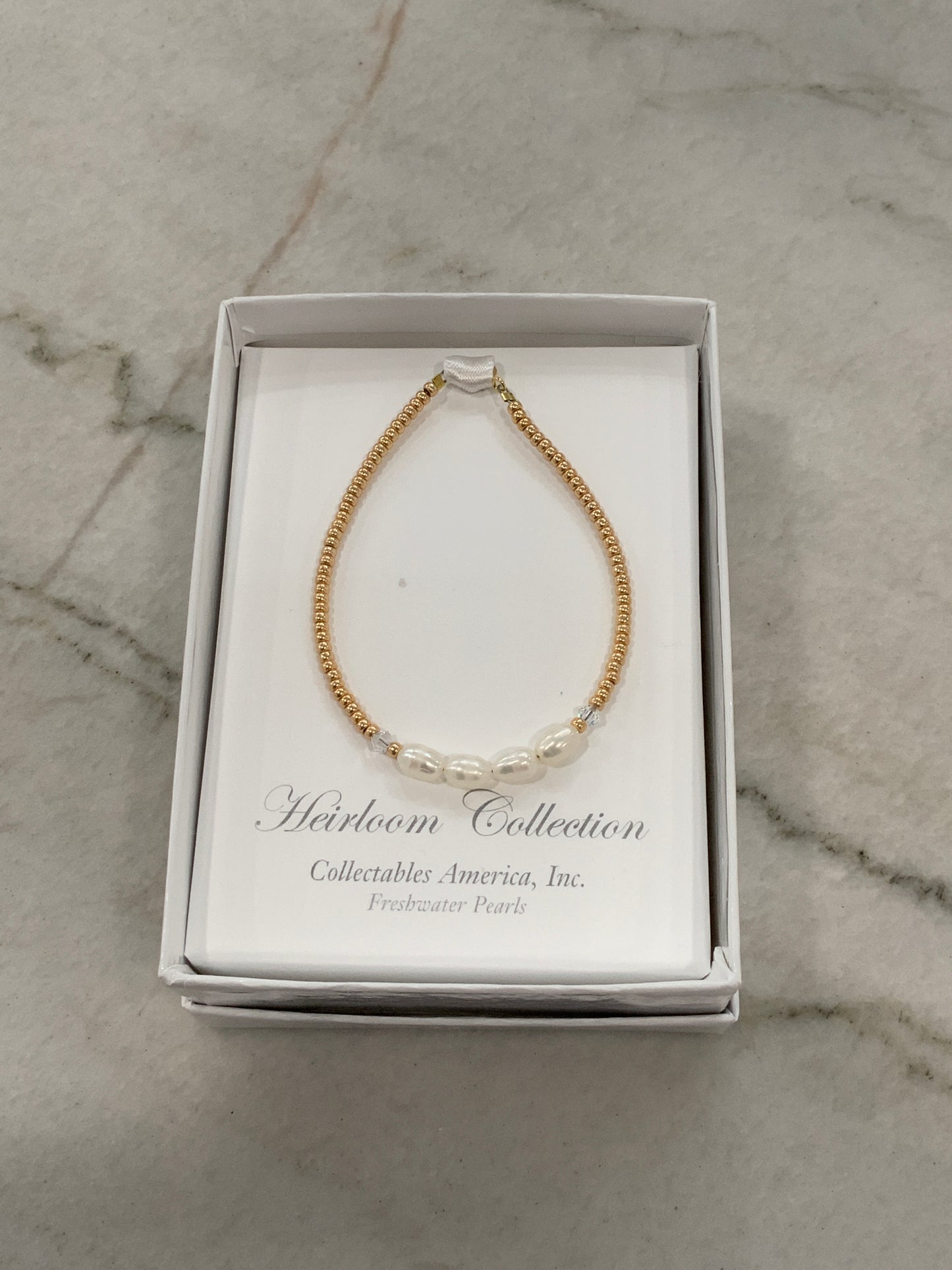 Freshwater Pearl Gold Bracelet 6”