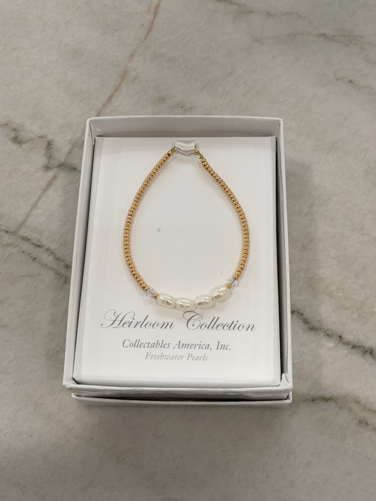 Freshwater Pearl Gold Bracelet 6”