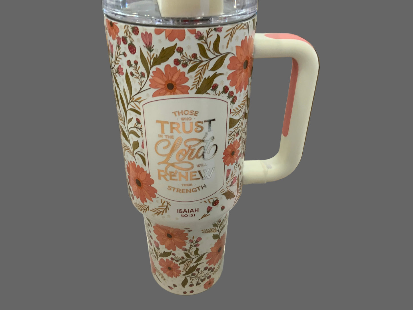 Coral Floral Trust In The Lord Tumbler