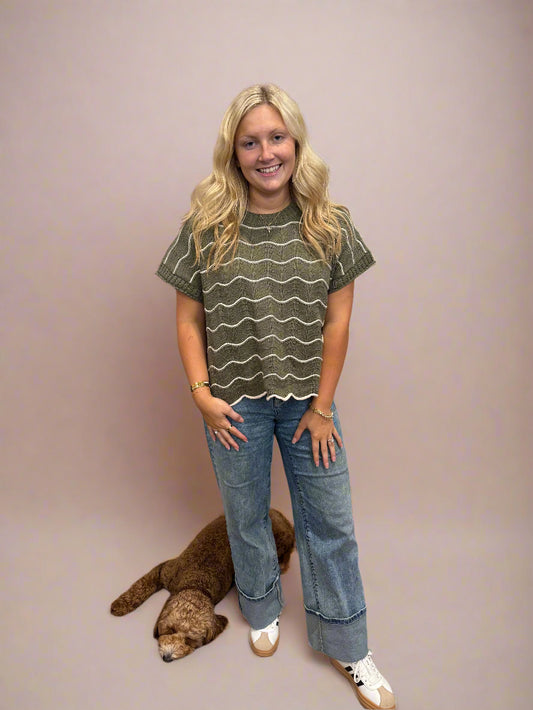 Olive Stripe Sweater Vest