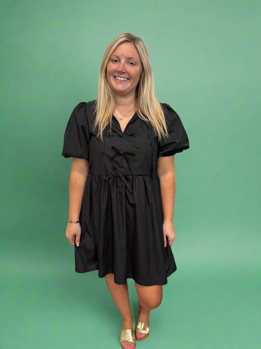Bow Embrace Black Dress