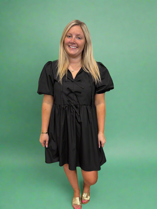 Bow Embrace Black Dress