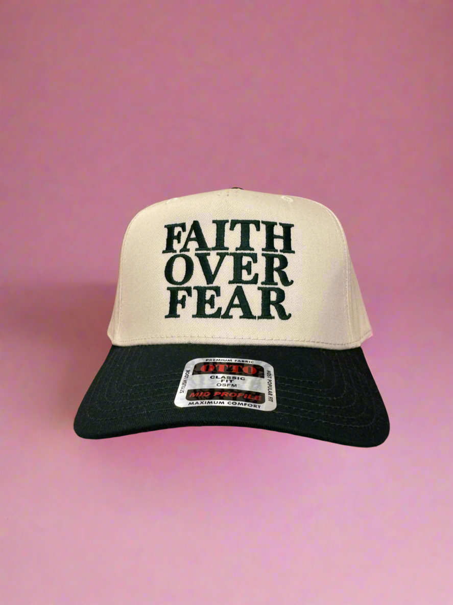 Faith Over Fear Embroidered Green Hat