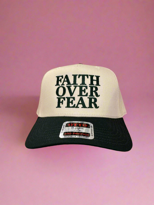 Faith Over Fear Embroidered Green Hat