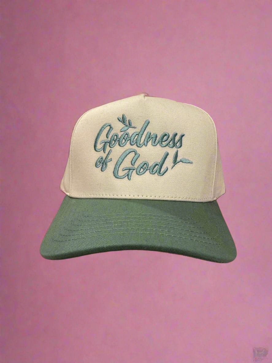 Goodness Of God Green Embroidered Hat