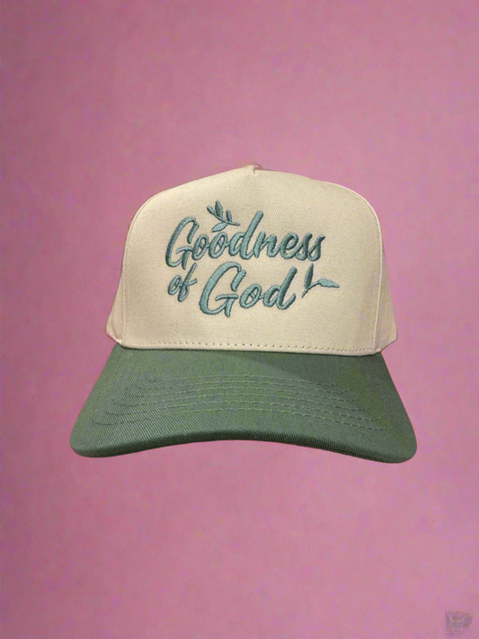 Goodness Of God Green Embroidered Hat