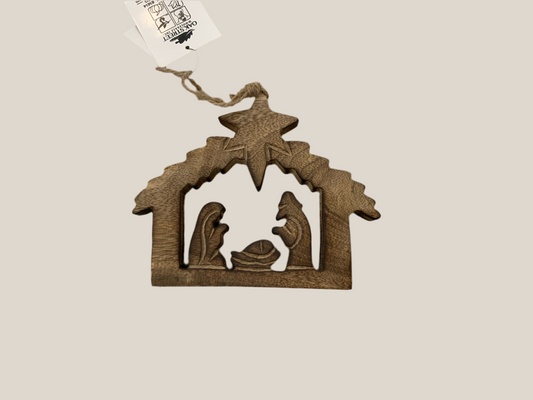 Mango wood Nativity Ornament