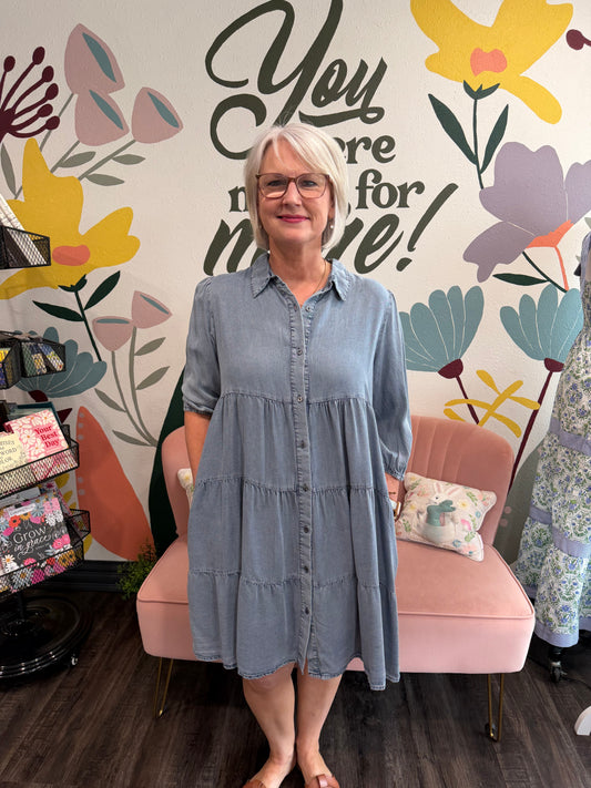 Chambray Light Blue Denim Dress