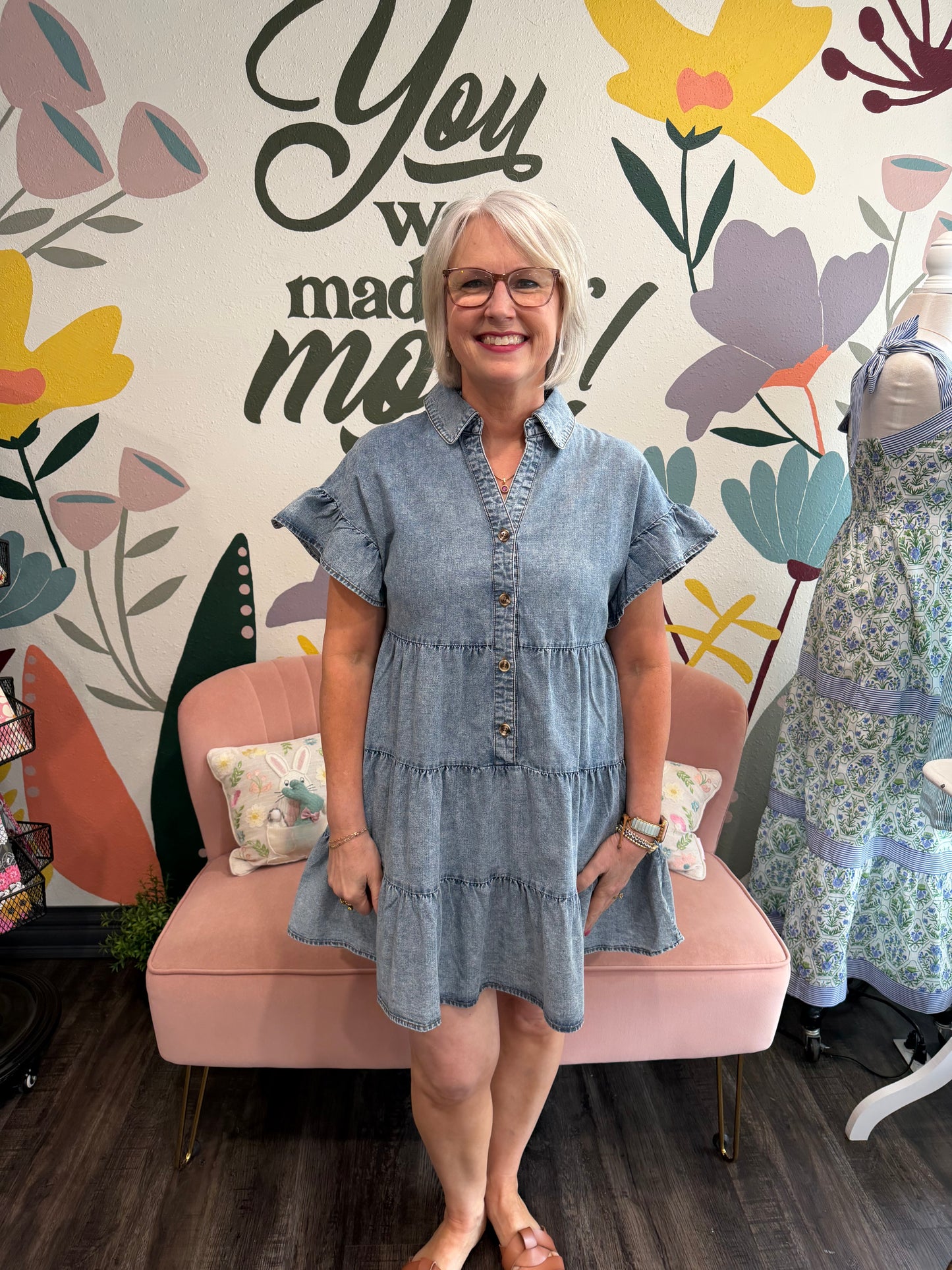 Chambray Denim Mini Dress