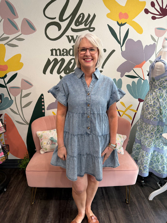 Chambray Denim Mini Dress