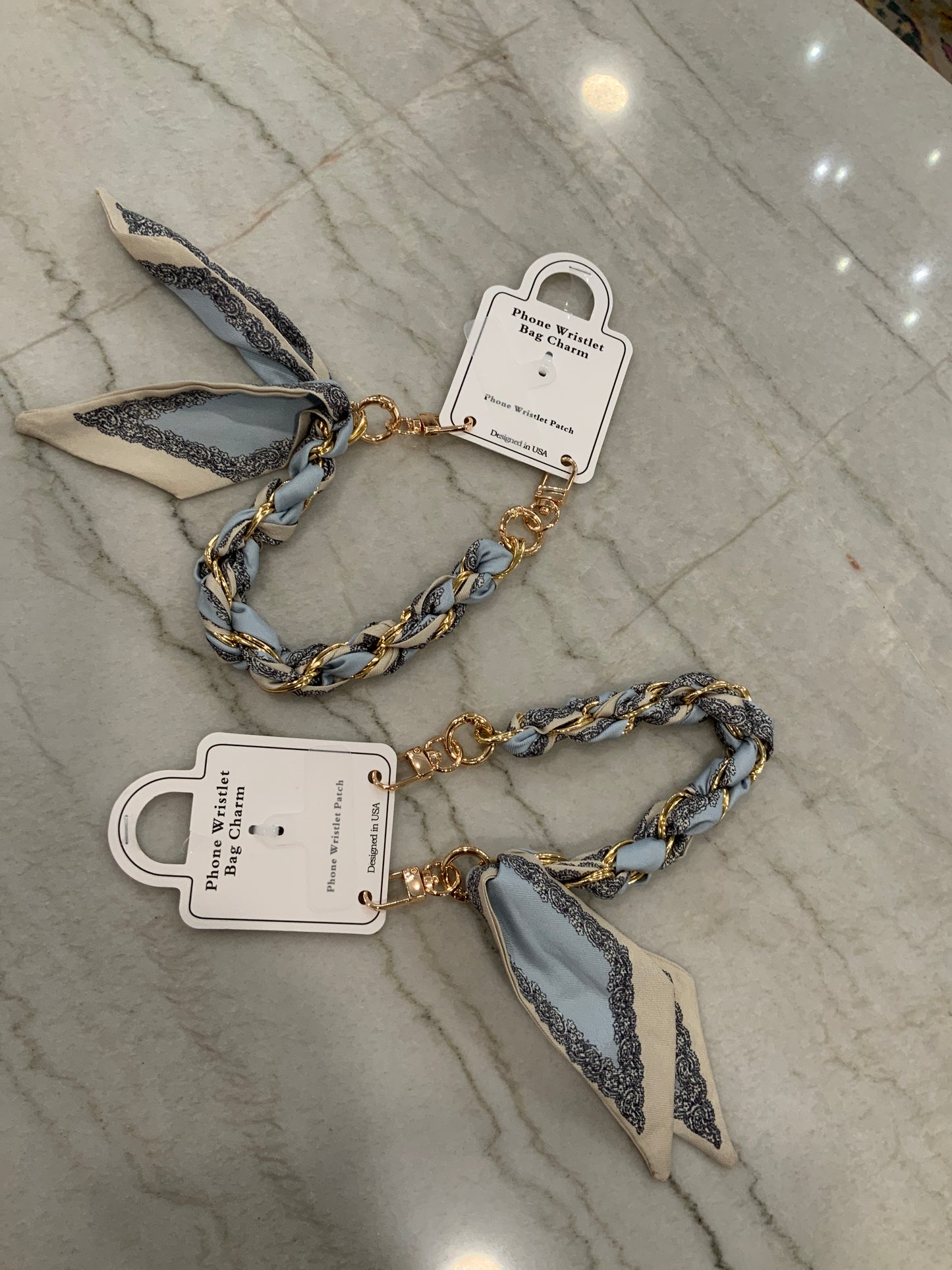 Scarf Phone Wristlet Blue Grey/Brown