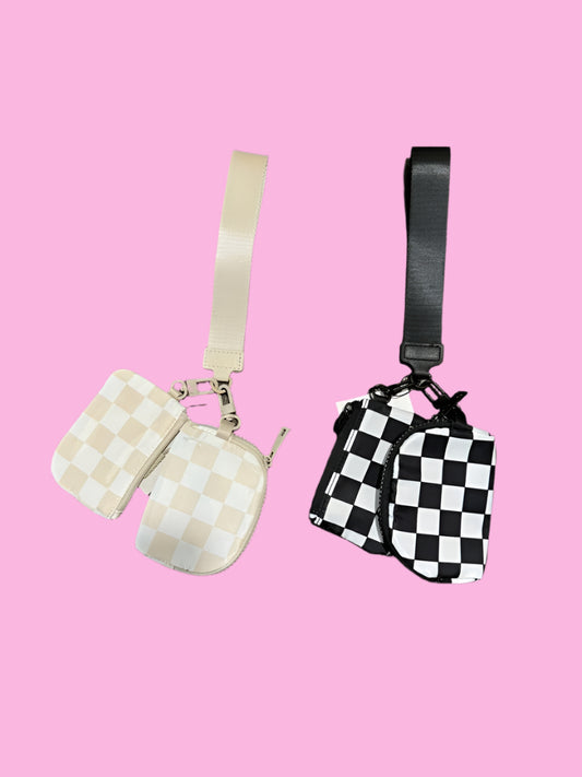 Checkered Wristlet Pouch