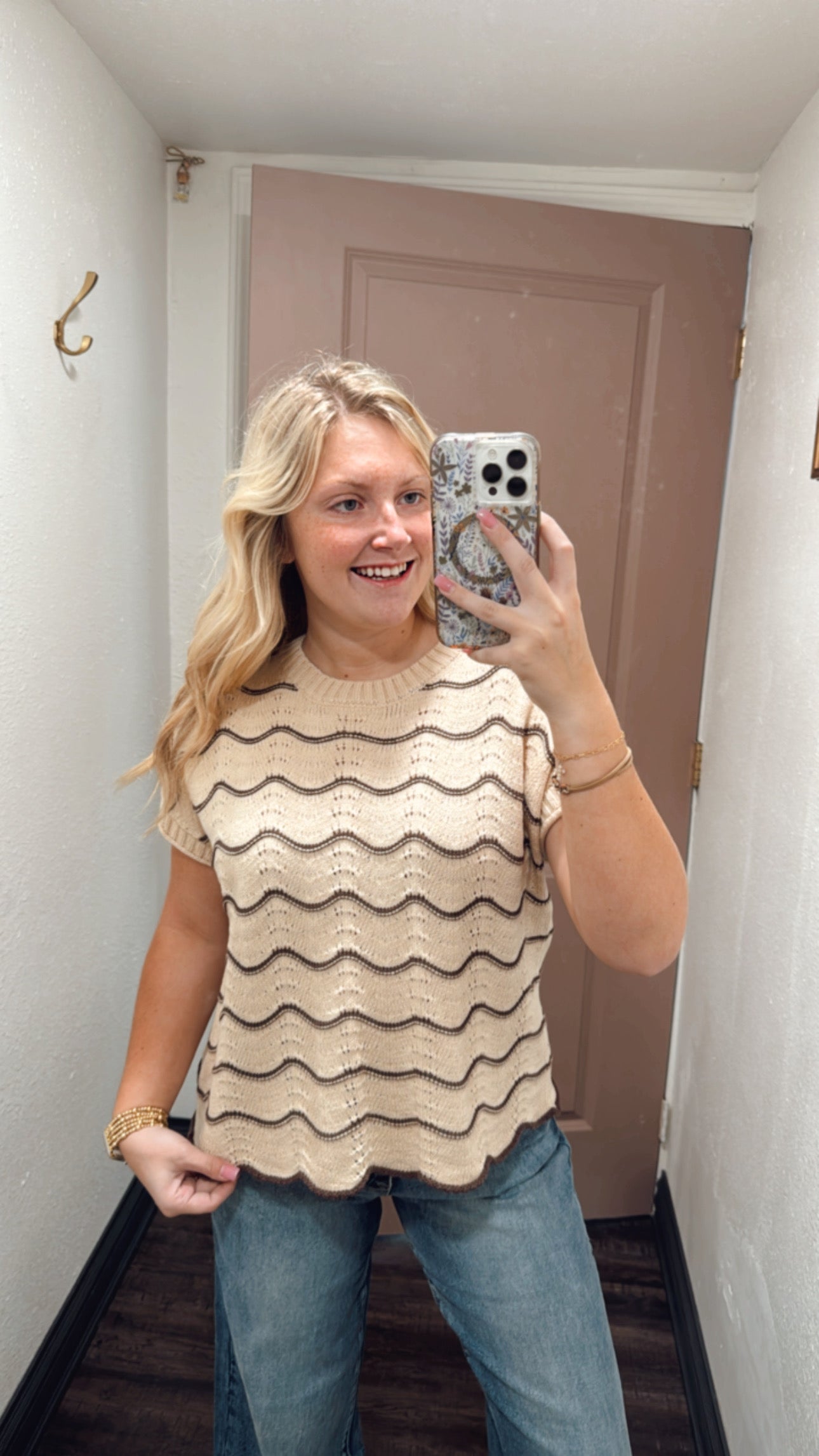 Taupe Stripe Sweater Vest