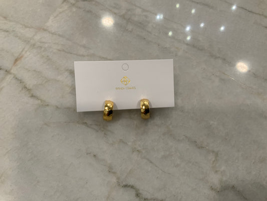 Gold Mini Hammered Hoops