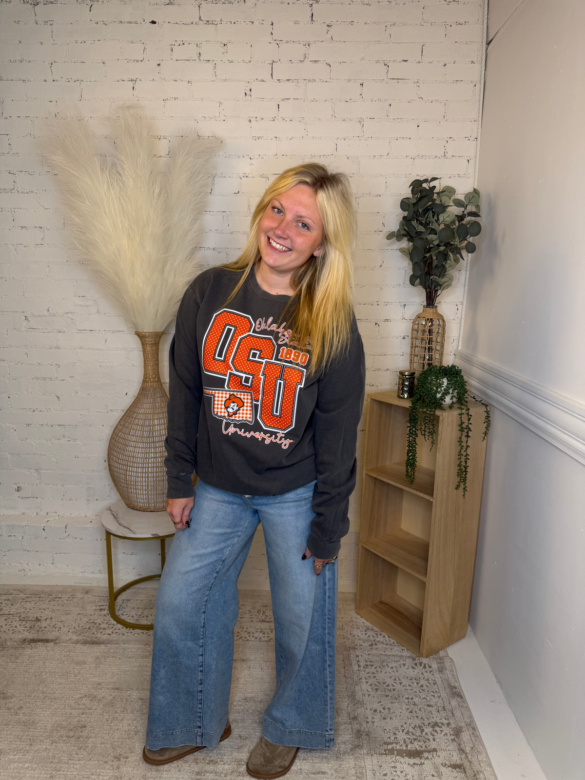 Ok State Polka Dot & Gingham Sweatshirt