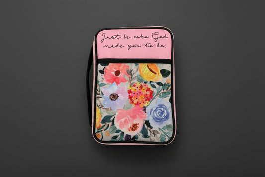 Just be…Pink Floral Med Bible Cover