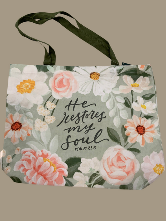 He Restores My Soul Tote Canvas Bag