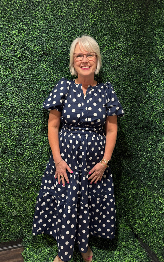 Navy & Grace Polka Dot Dress