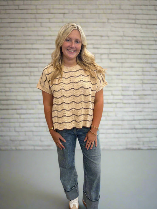 Taupe Stripe Sweater Vest