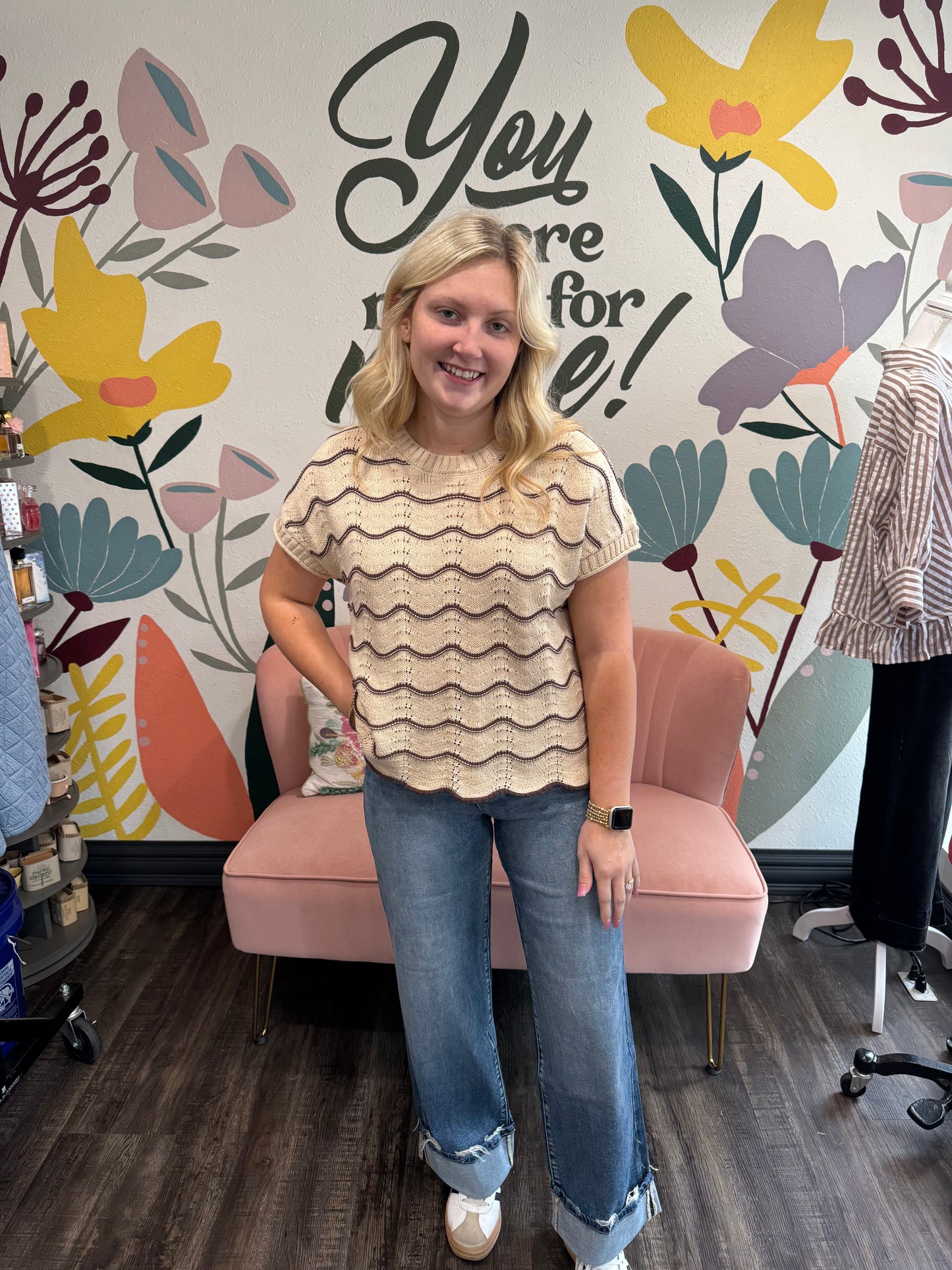 Taupe Stripe Sweater Vest