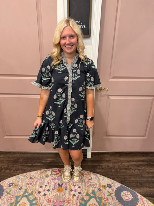 Darling Days Charcoal Navy Dress