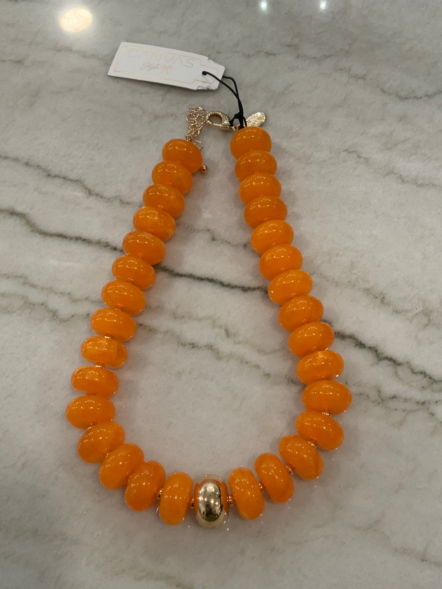 Sebastian Resin Orange Beaded Necklace