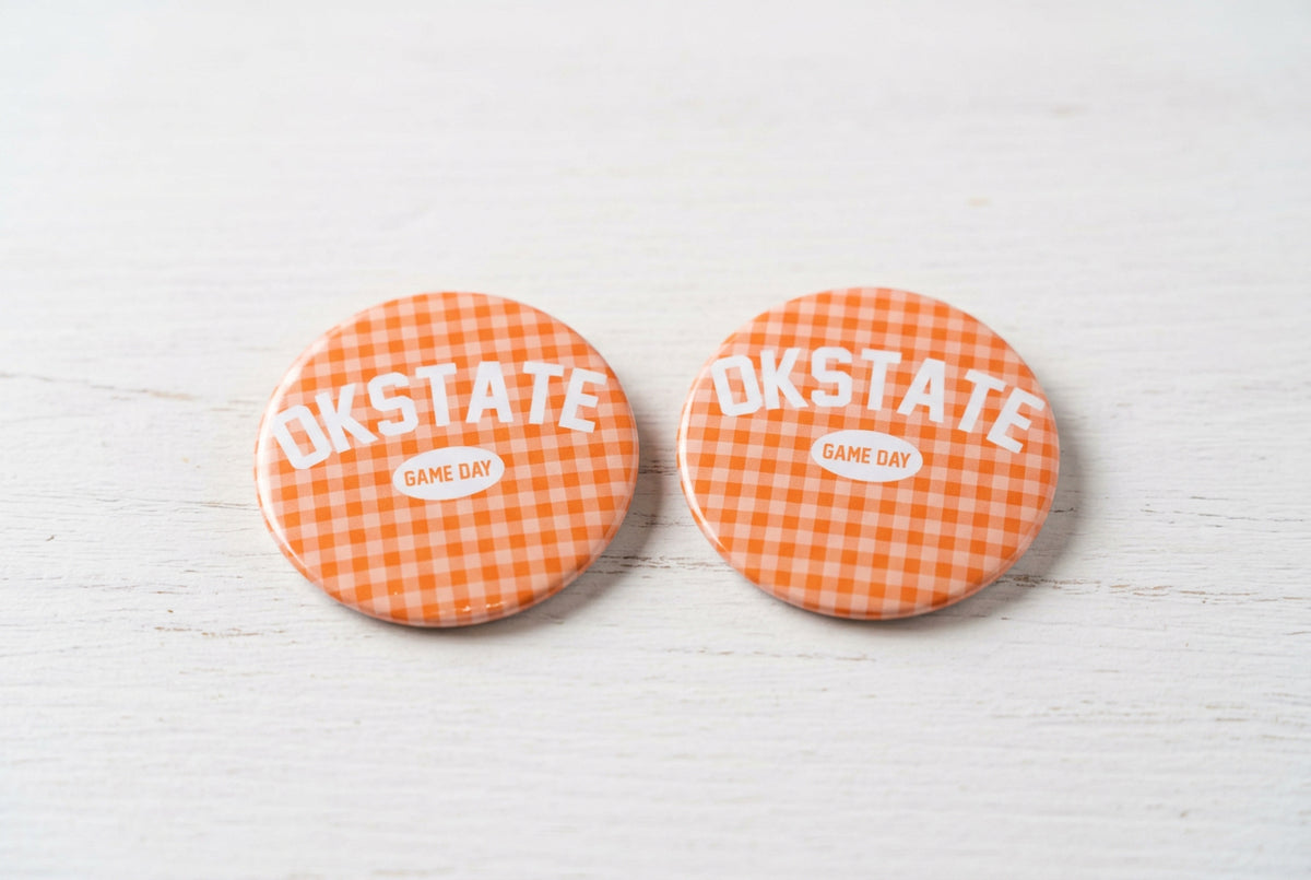 Okstate Game Day Gingham Button
