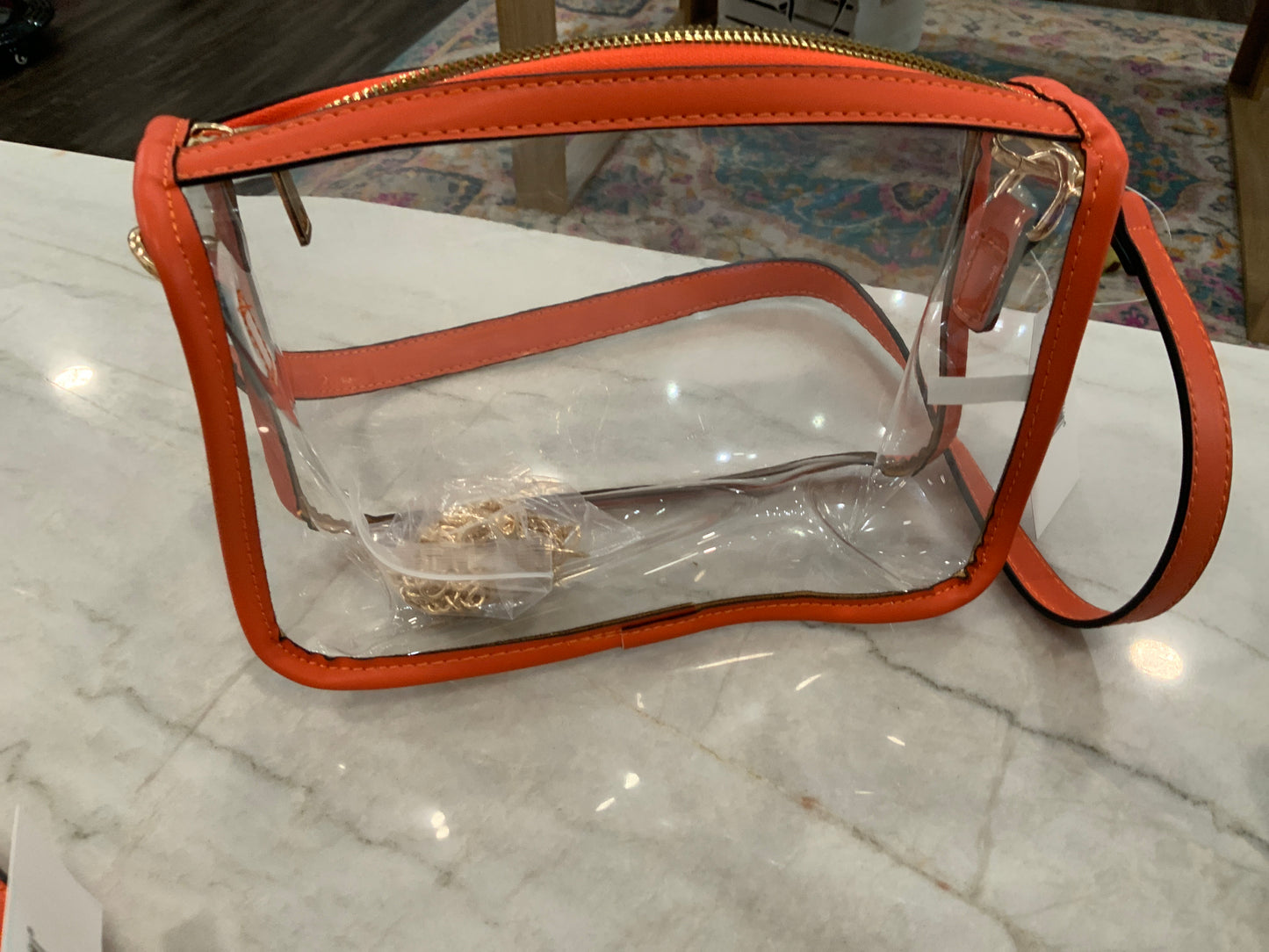 Clear Rectangle Orange Bag