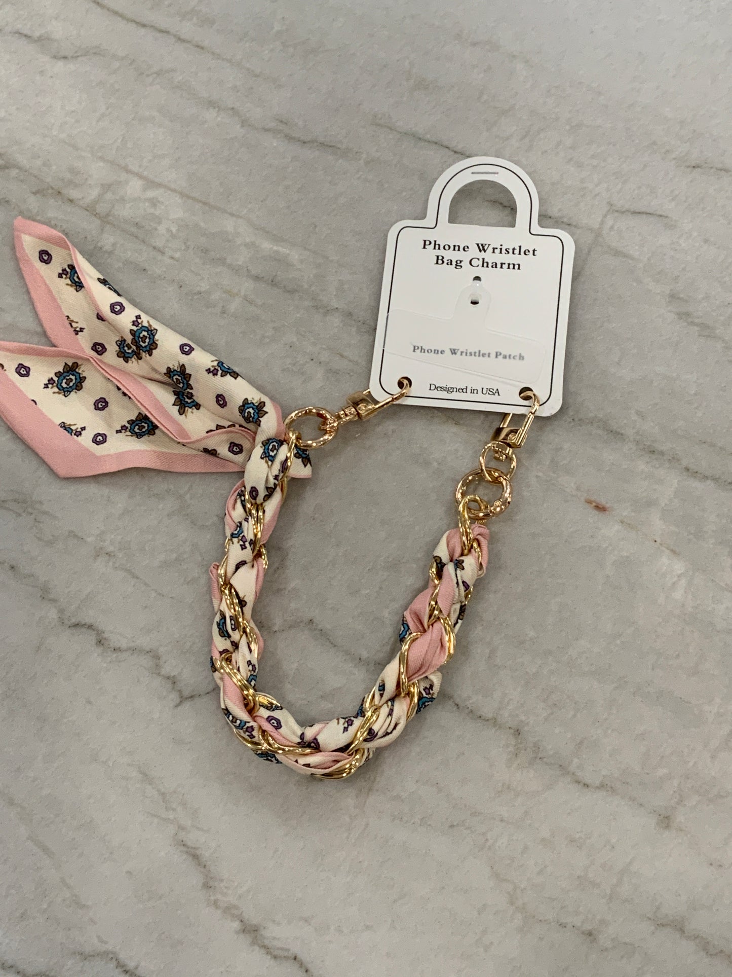 Scarf Phone Wristlet Pink Cream Floral