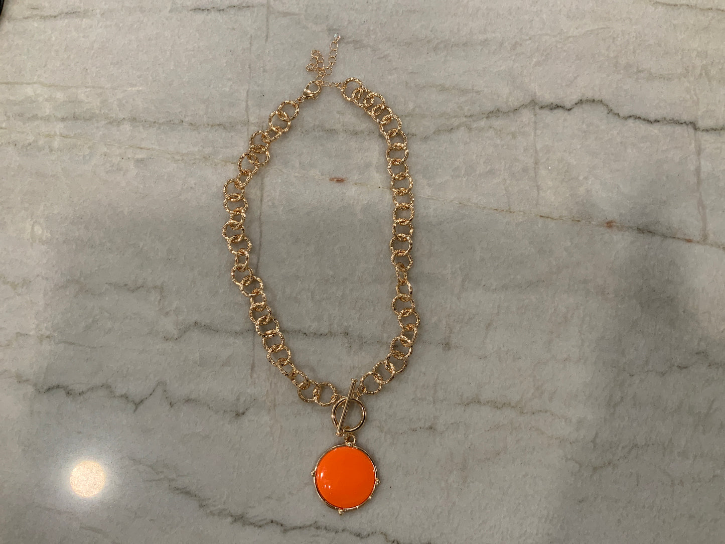 Orange Toggle Chain Necklace