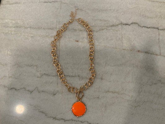 Orange Toggle Chain Necklace