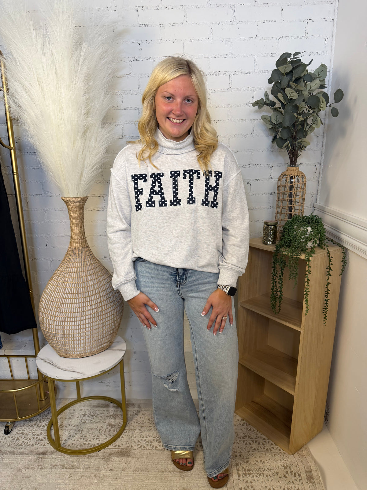 Faith Polka Dot Mockneck (117)