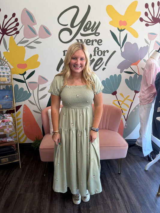Meadow Floral Olive Dress (117)