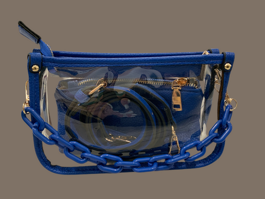 Jessica Royal Blue Clear Crossbody