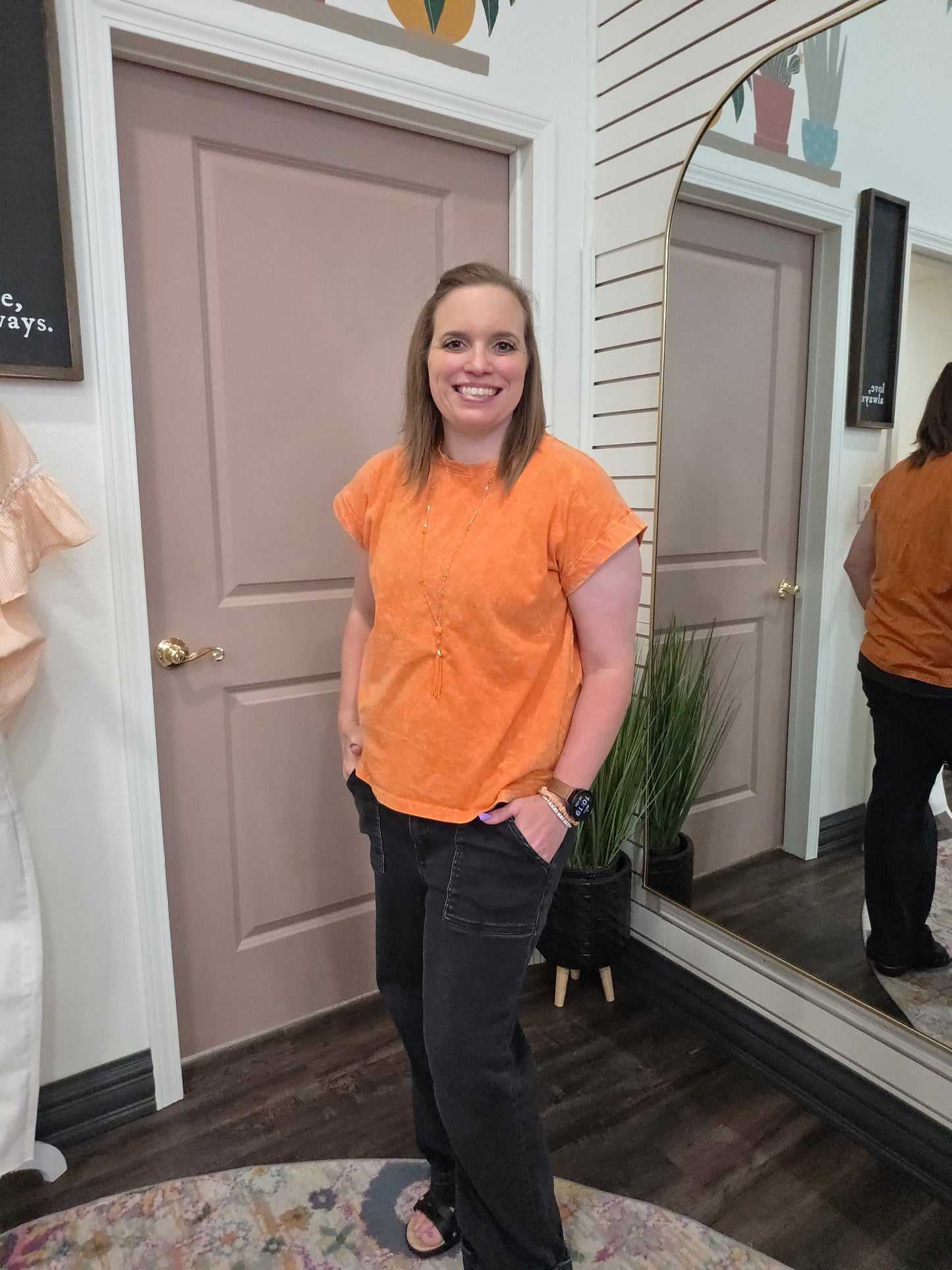 Orange Vintage Wash Tee (117)
