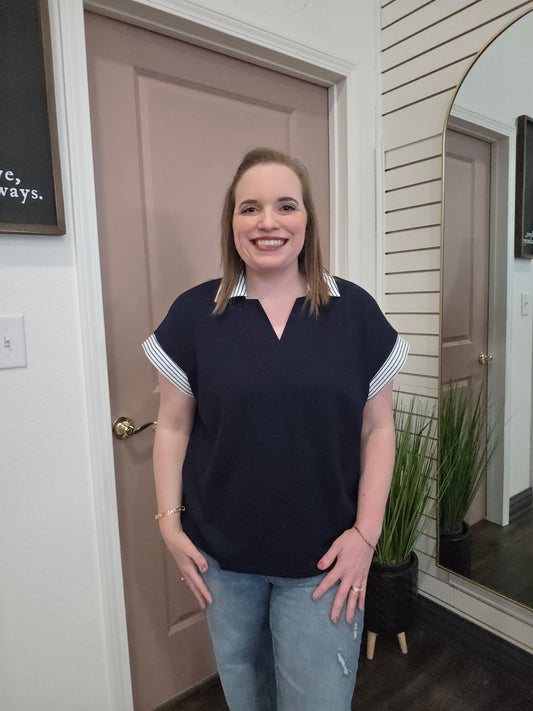 Anchored In Grace Navy Knit